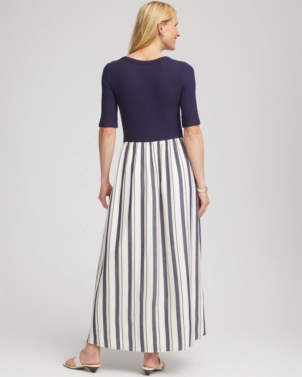 Mixed Metallic Striped Maxi Dress