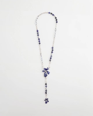 Blue Flower Long Y-Necklace