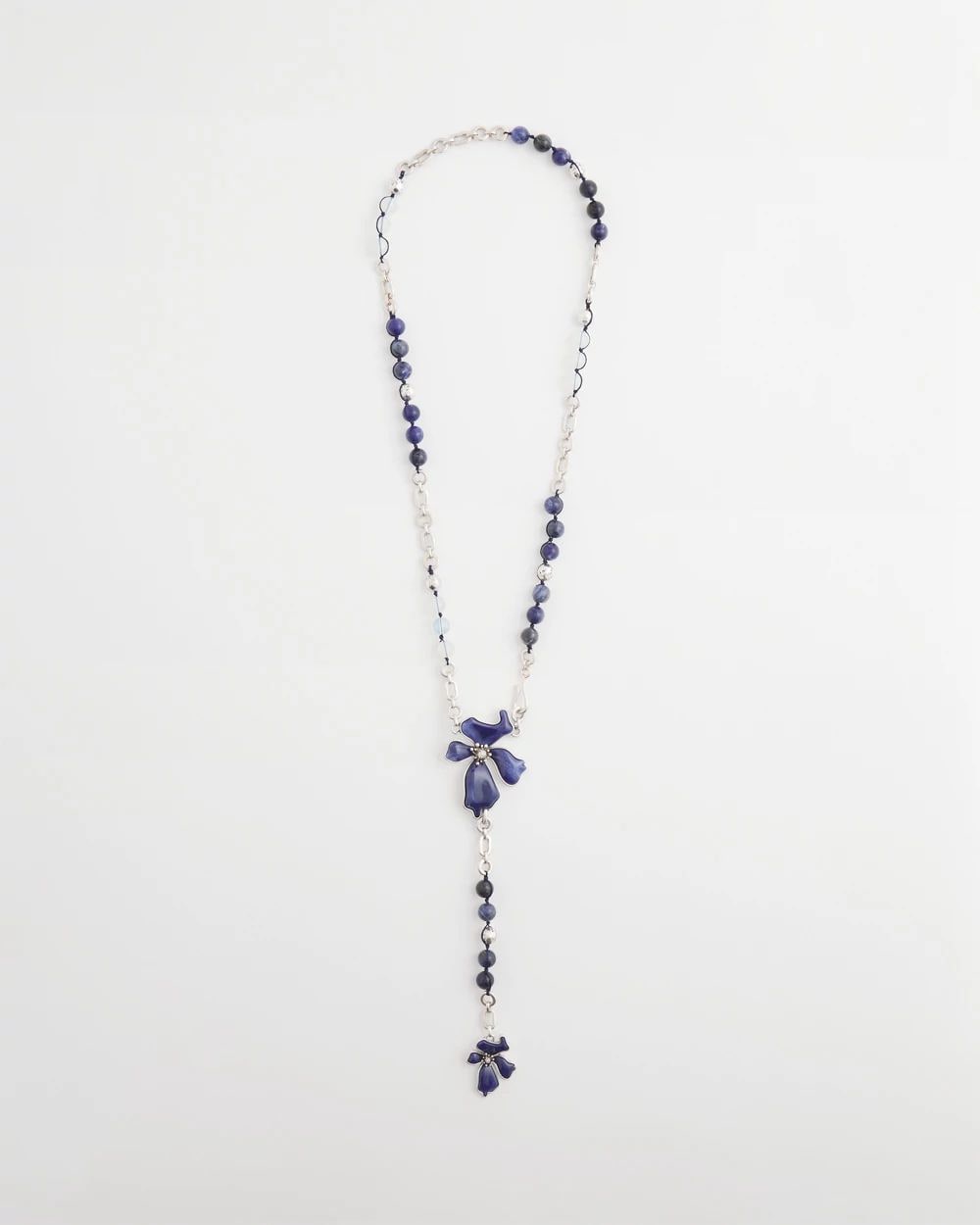 Blue Flower Long Y-Necklace