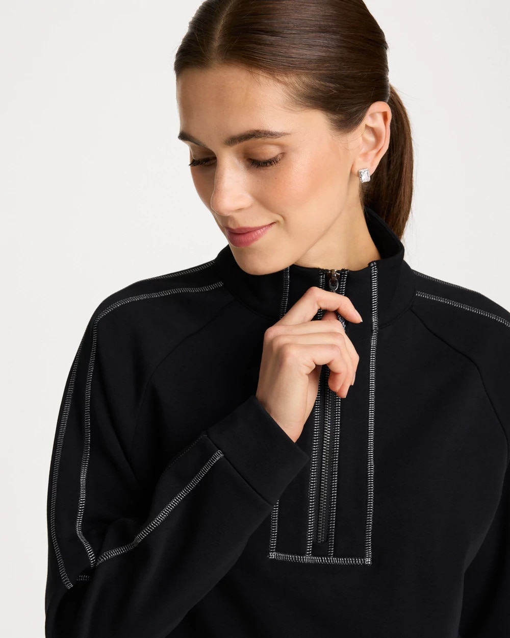 Zenergy® Metallic Mockneck Fleece Pullover