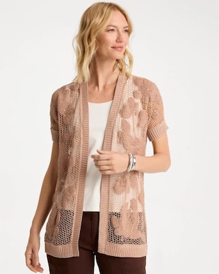 Cotton-Blend Crochet Cocoon Cardigan