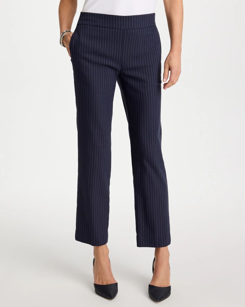 Brigitte™ Straight Pinstripe Cropped Pants