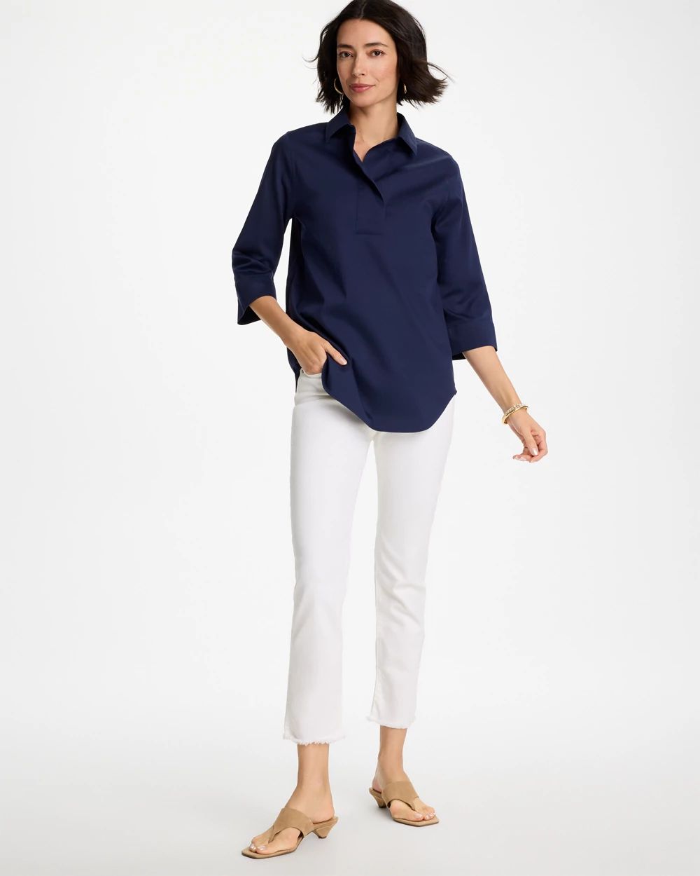 Petite No Stain Girlfriend Fray Hem Ankle Jeans