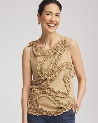 Sleeveless Ruffle-Appliqué Tank Top