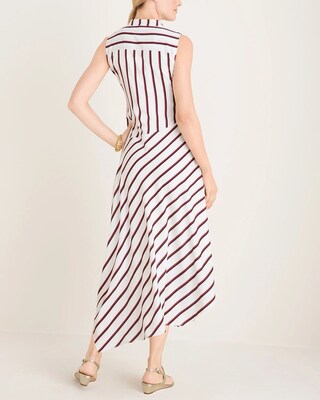 Striped Asymmetrical-Hem Dress