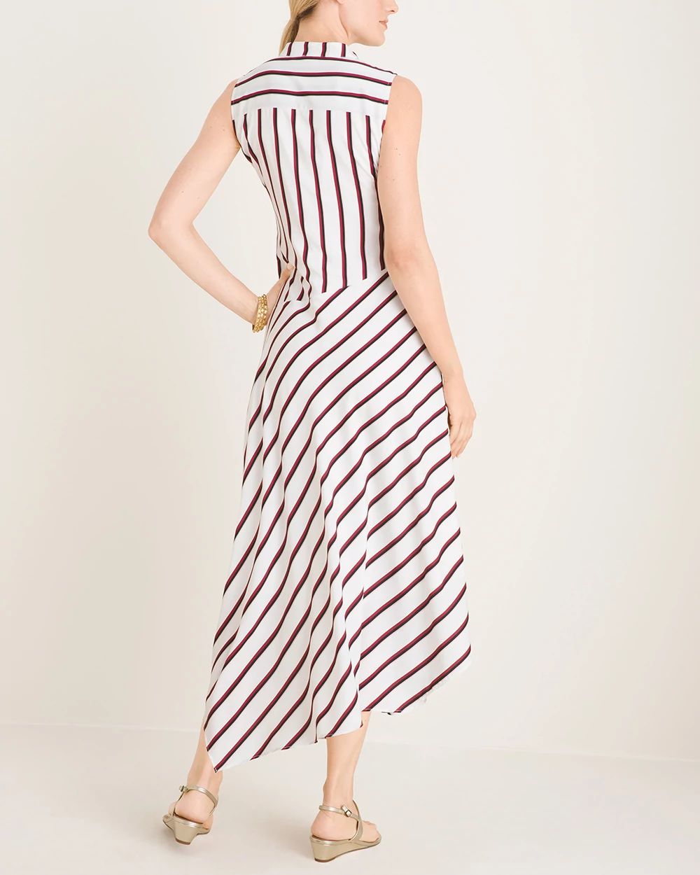 Striped Asymmetrical-Hem Dress