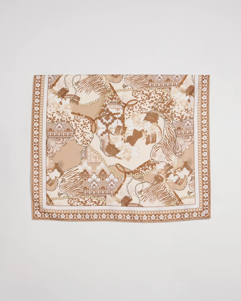 Neutral Printed Square Scarf