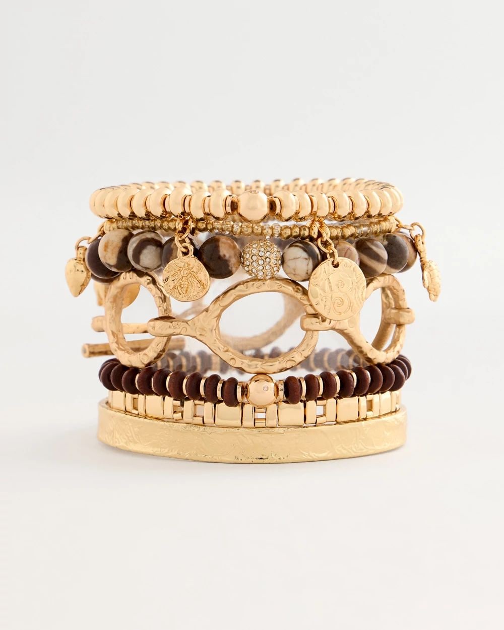 Wooden Charm Stretch Bracelet click to view larger image.