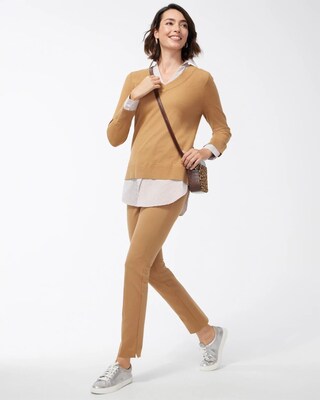 Built-In Woven Stripe Shirt Sweater