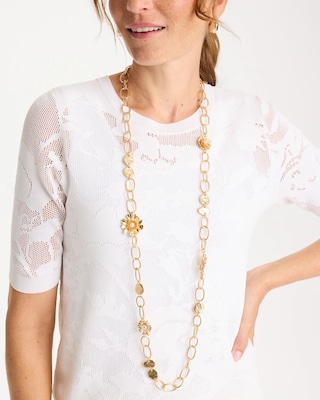 Flower Long Single-Strand Necklace click to view larger image.