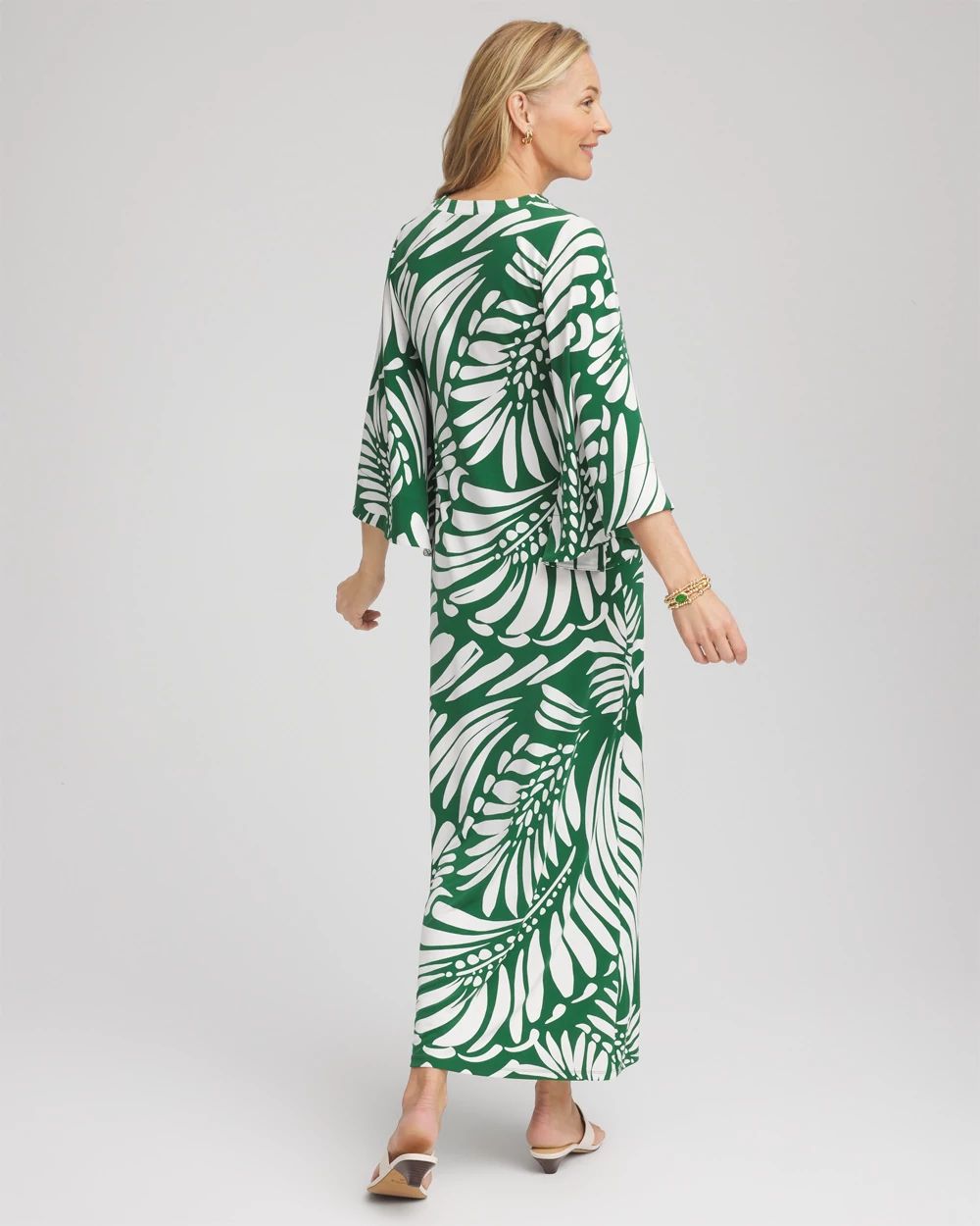 Palm-Front-Motif Beaded Knit Maxi Dress