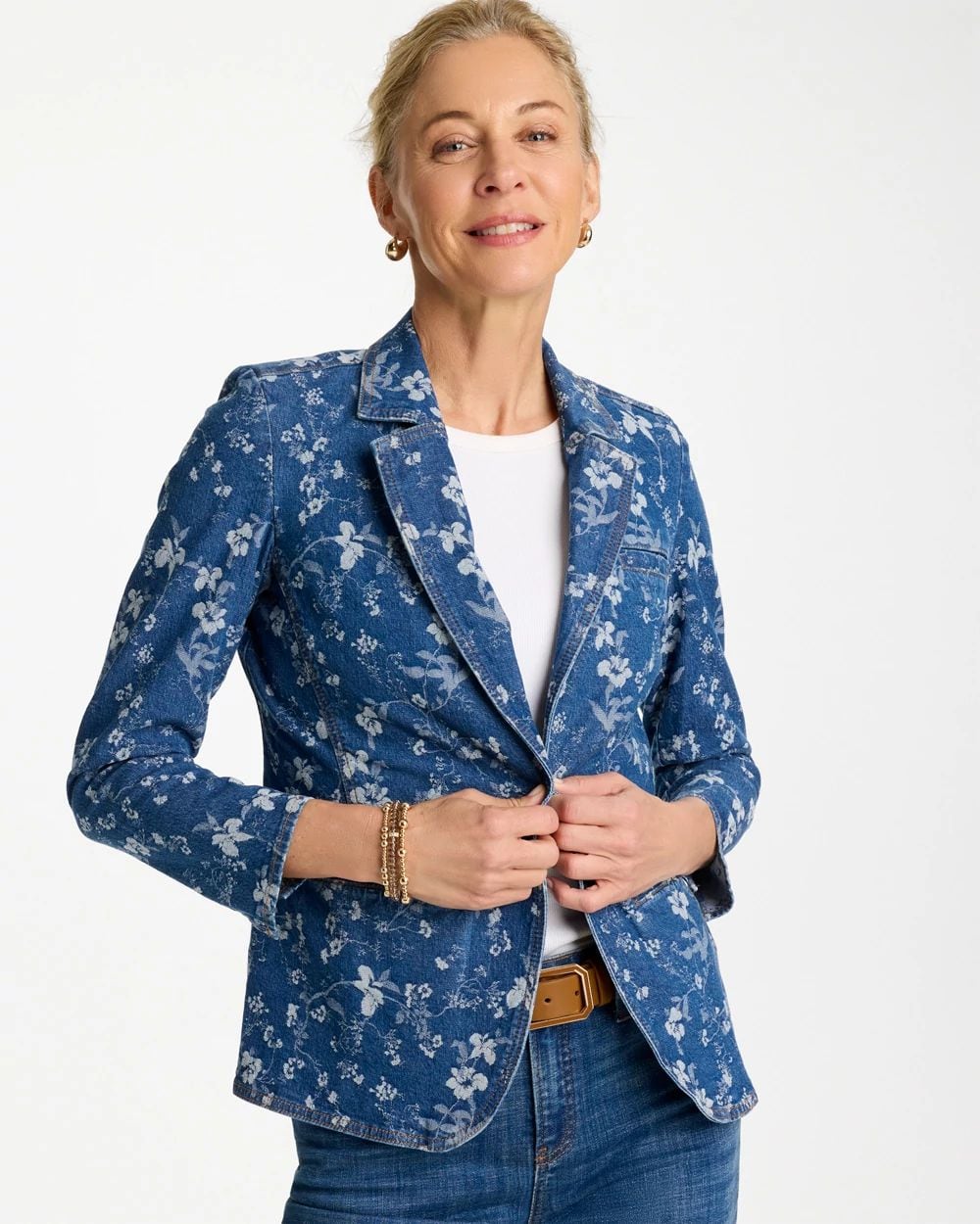 Jacquard Denim Blazer