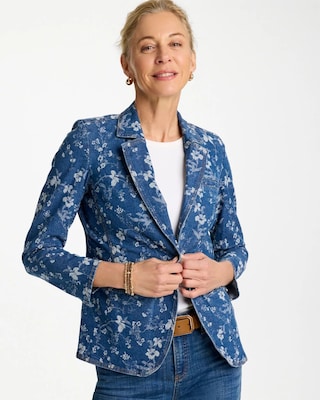 Jacquard Denim Blazer