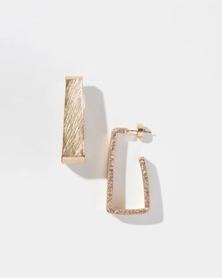 Gold Tone Pavé Rectangle Hoops