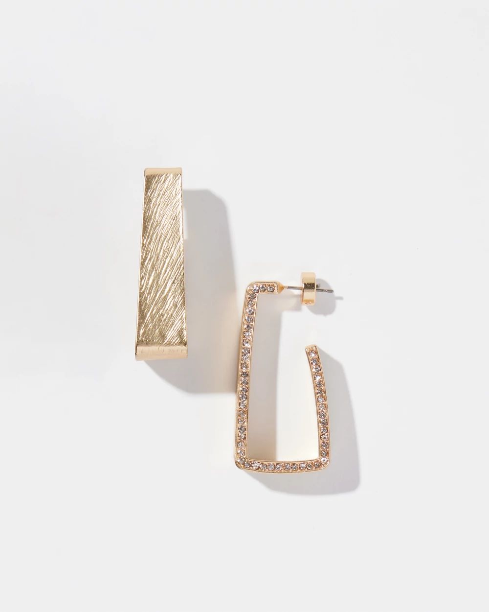 Gold Tone Pavé Rectangle Hoops