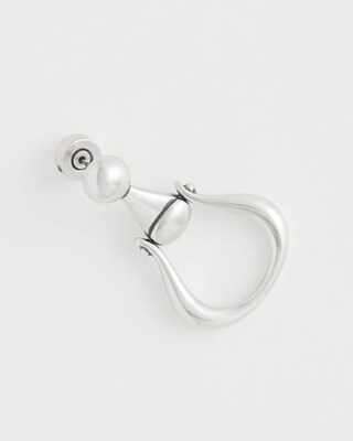 No Droop™ Silver Tone Horsebit Drop Earrings