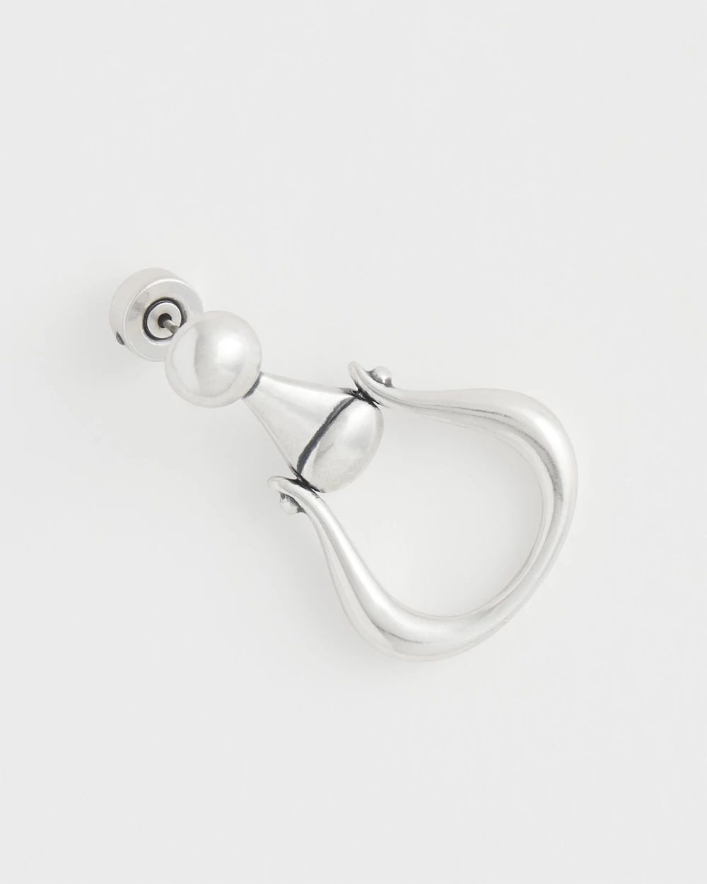 No Droop™ Silver Tone Horsebit Drop Earrings