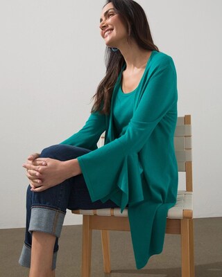 Spun Rayon Flare Sleeve Cardigan