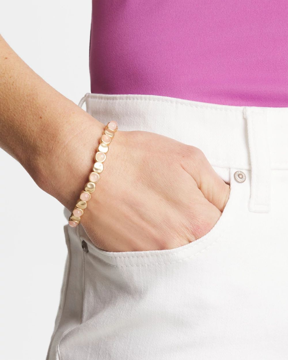 Blush Mini Circle Stretch Bracelet click to view larger image.