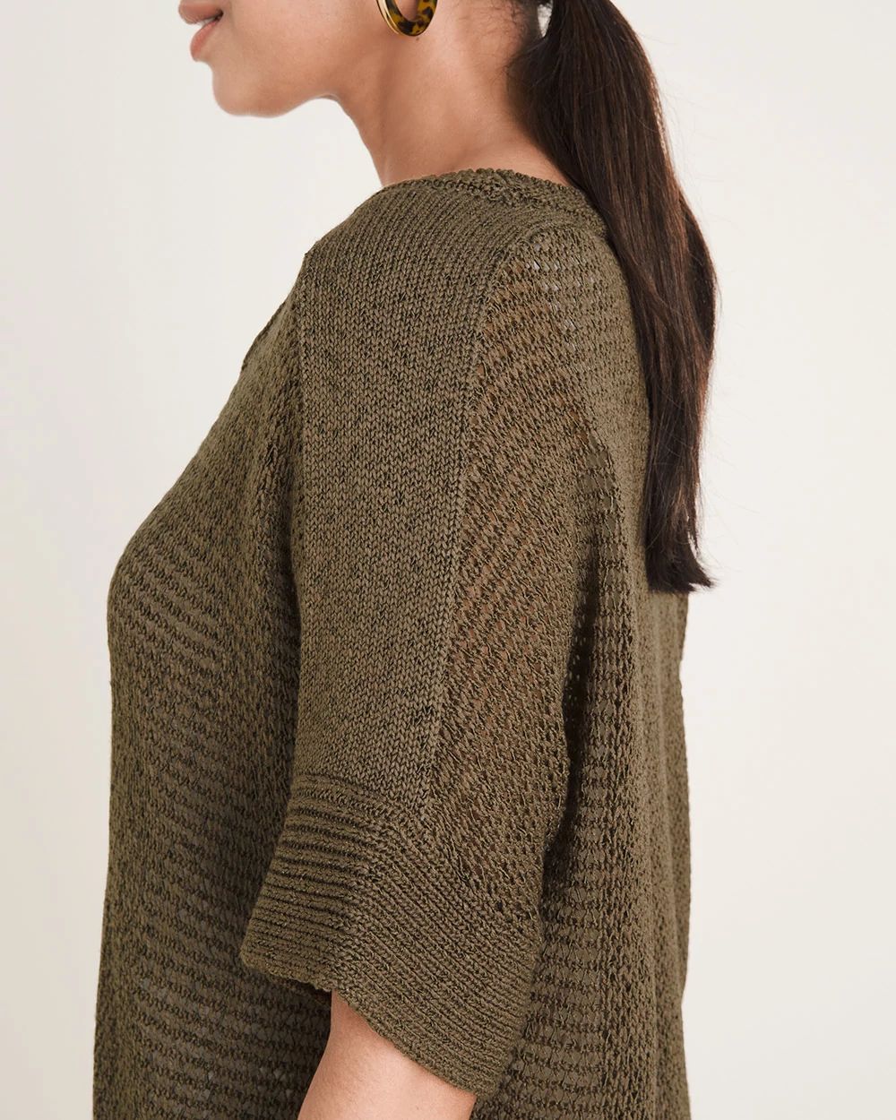 Mesh Sweater-Knit Tee