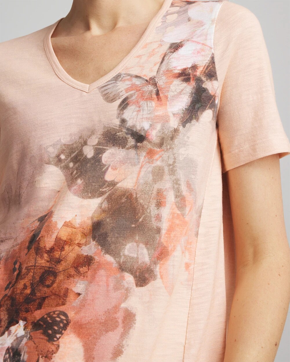 Butterfly Slub V-Neck Tee