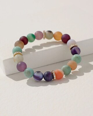 Matte Beaded Pavé Stretch Bracelet