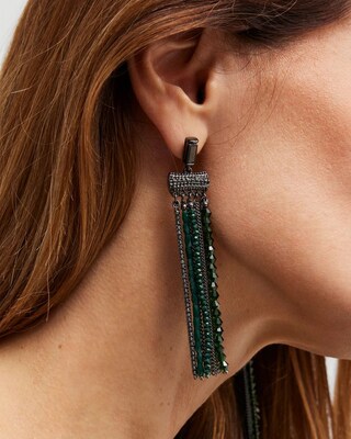 Green Tassel Duster Earrings