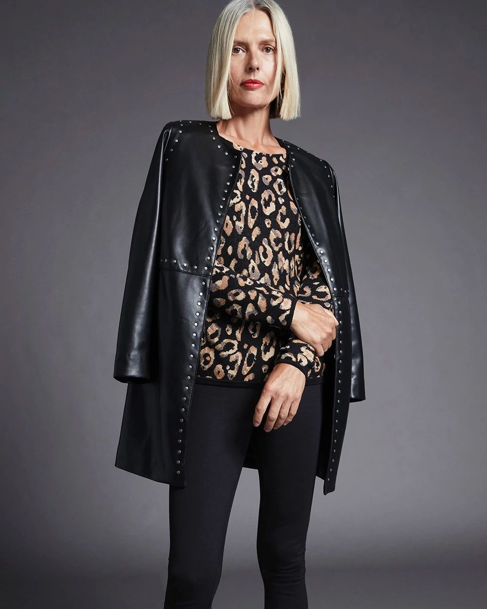 Embellished Animal Print Sweater