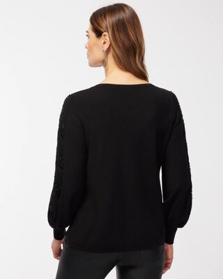 Beaded Sleeve Pullover Sweater