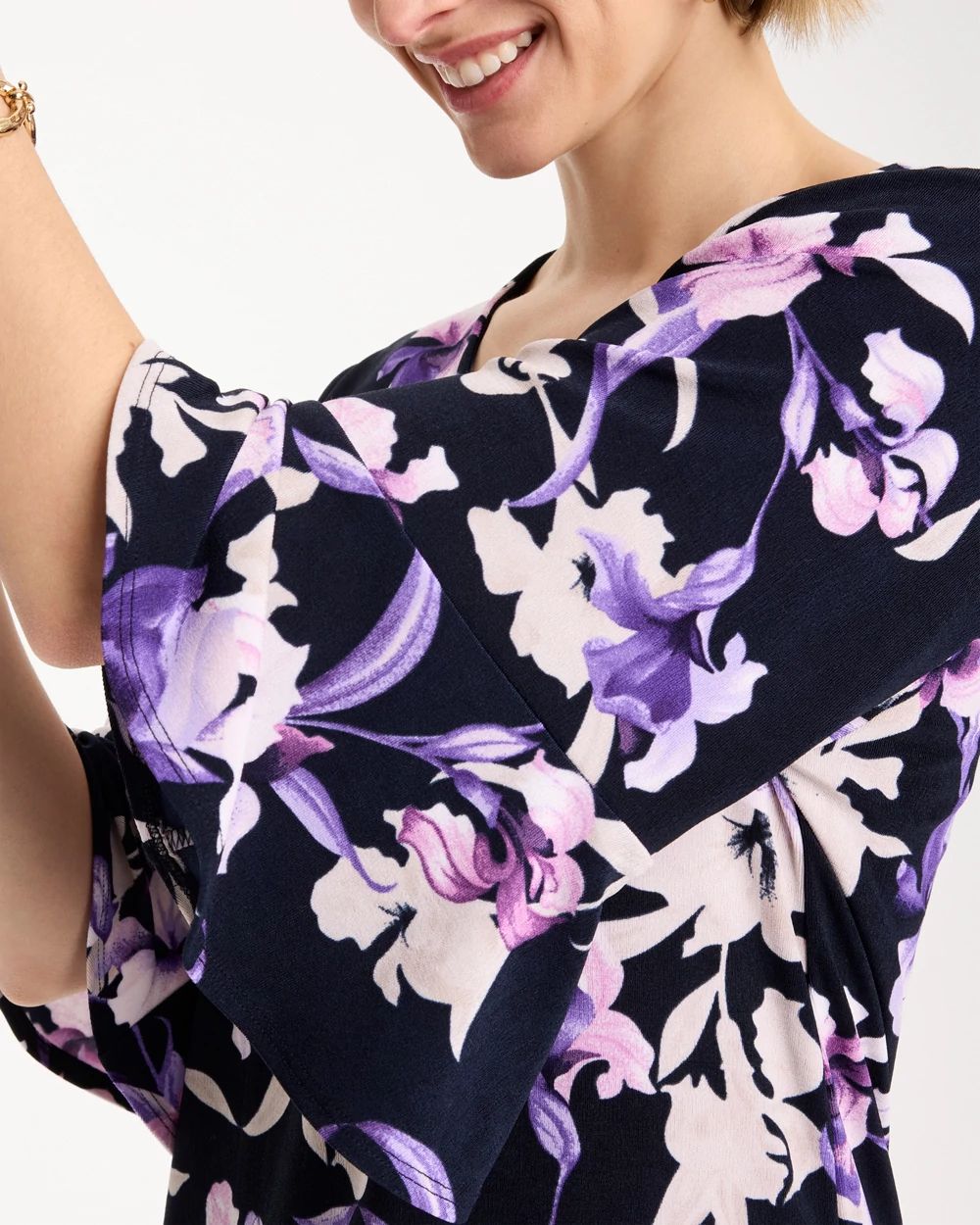 Travelers™ Amethyst Iris Flounce-Sleeve Top