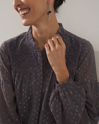 Embellished Metallic Pullover Top