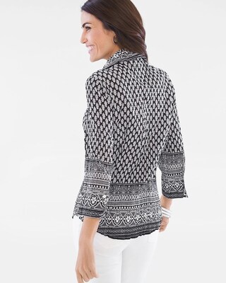 CINO for Chico’s Black and White Crinkle Shirt