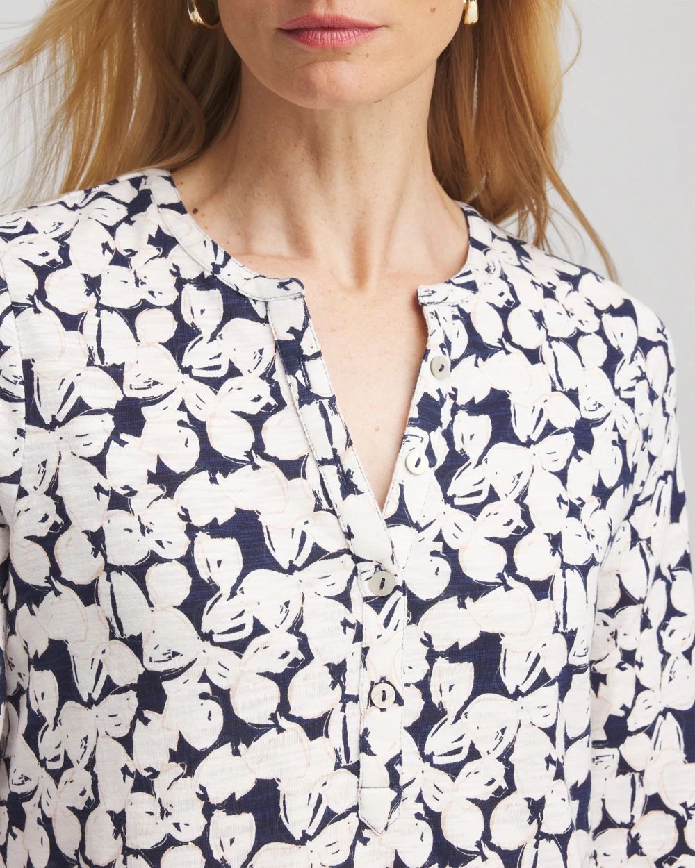 Slub Split Neck Henley Tee click to view larger image.