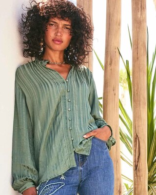 Georgette Ruffled-Hem Blouse