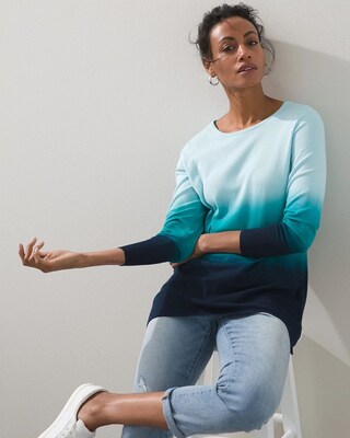 Ombre Crew Neck Pullover Sweater