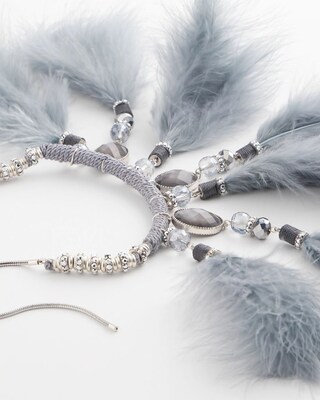Feathered Embellished Collar Necklace
