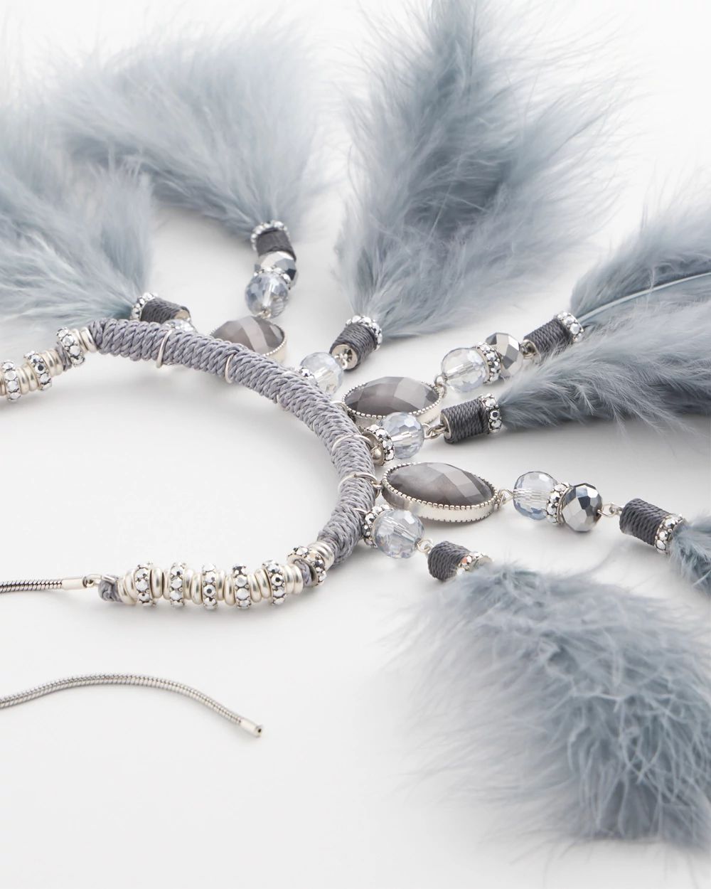 Feathered Embellished Collar Necklace