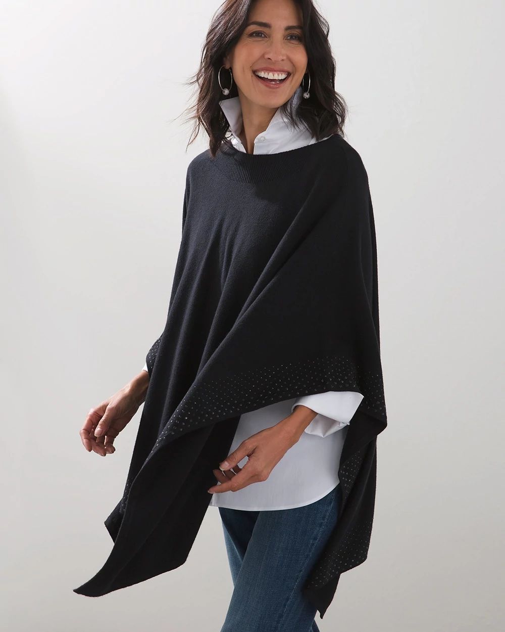Embellished Poncho Sweater