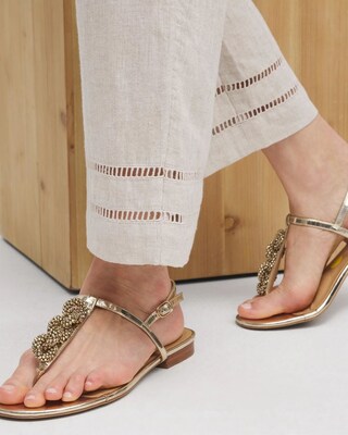 Linen Ladder Trim Cropped Pants
