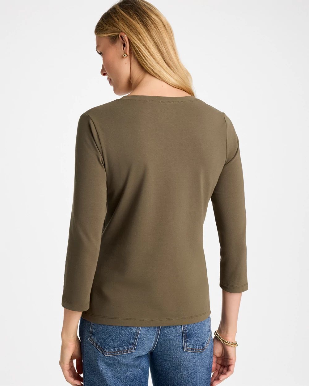 Cotton Stretch 3/4 Sleeve Tee click to view larger image.