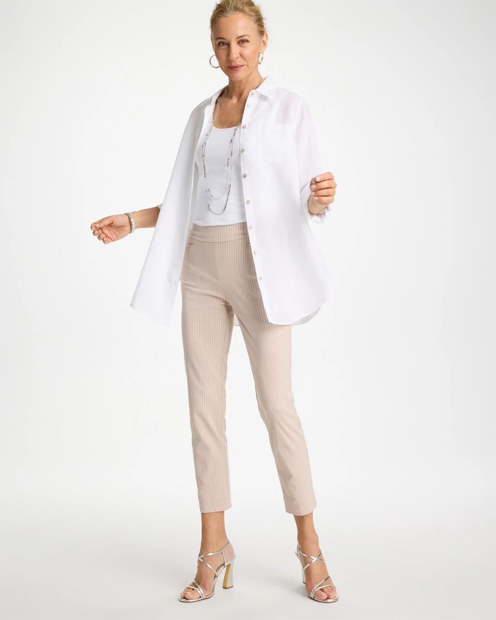 Brigitte™ Slim Twill Stripe Neutral Crop click to view larger image.