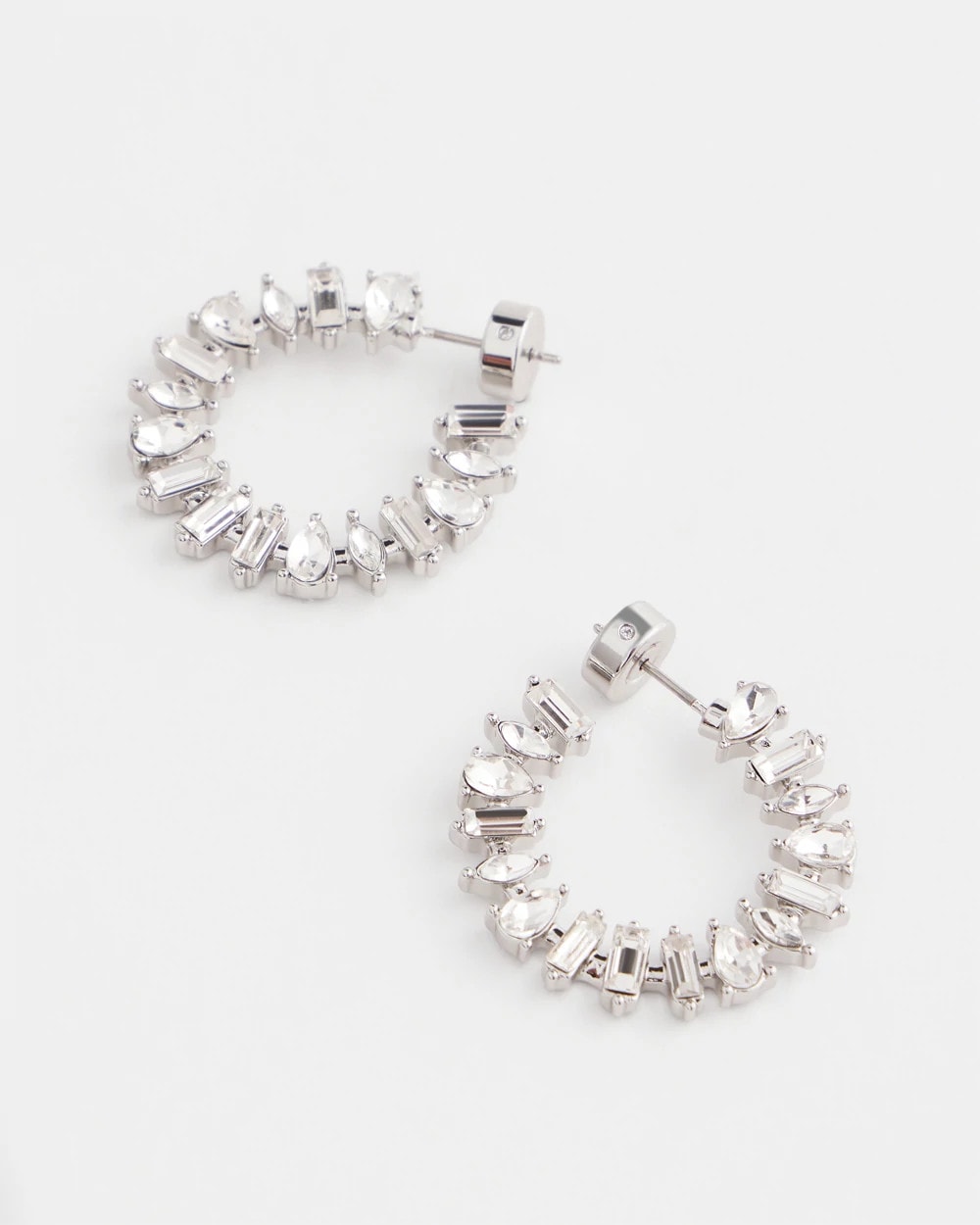 Silvertone Front-to-Back Hoop Earrings