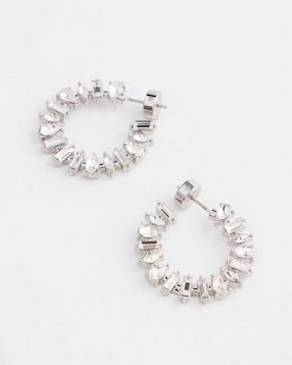 Silvertone Front-to-Back Hoop Earrings click to view larger image.