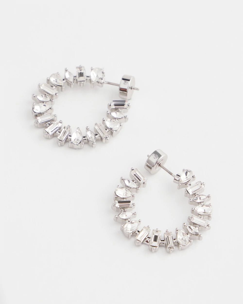 Silvertone Front-to-Back Hoop Earrings