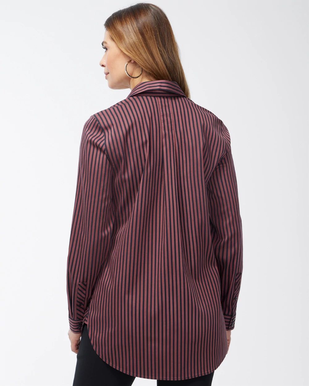 No Iron Stretch Sable Imperial Stripe Tunic