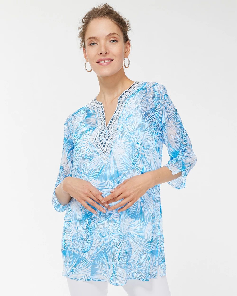 Shell Print Embellished Tunic