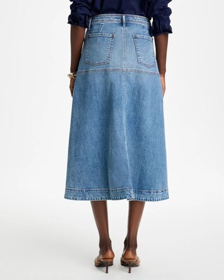 Drapey Denim Button Front Skirt click to view larger image.