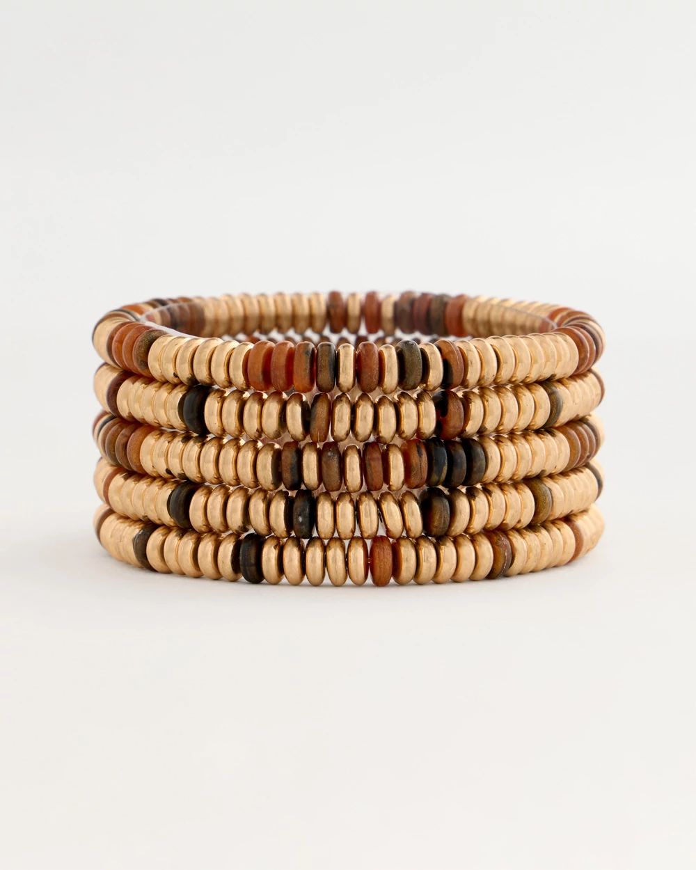 Stretch Set of Three Neutral Beaded Bracelets