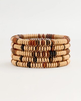 Stretch Set of Three Neutral Beaded Bracelets