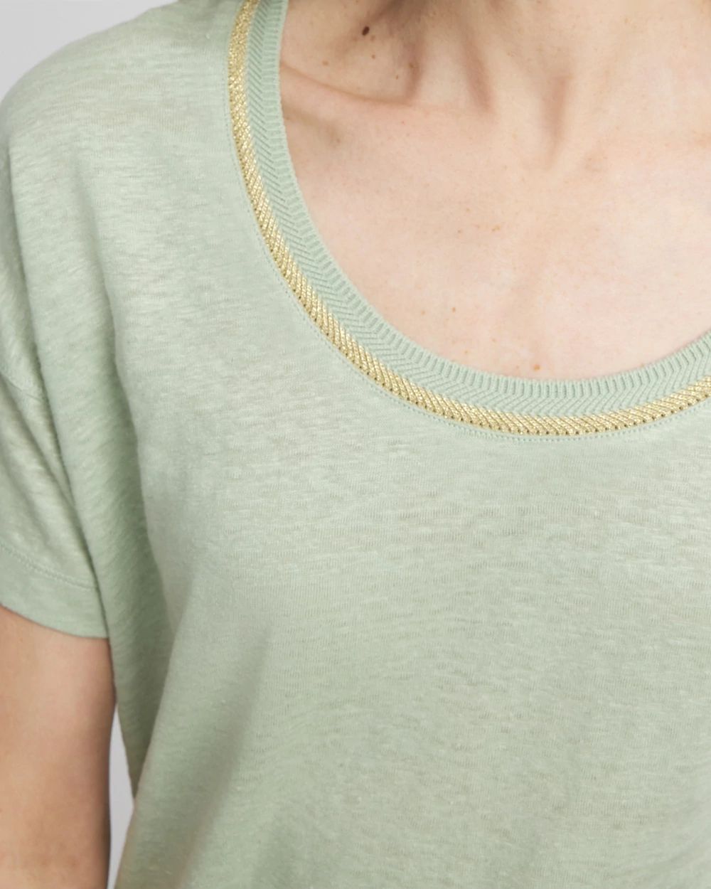 Sweater Trim Linen Tee